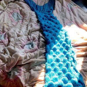 Hand knitted mermaid blanket